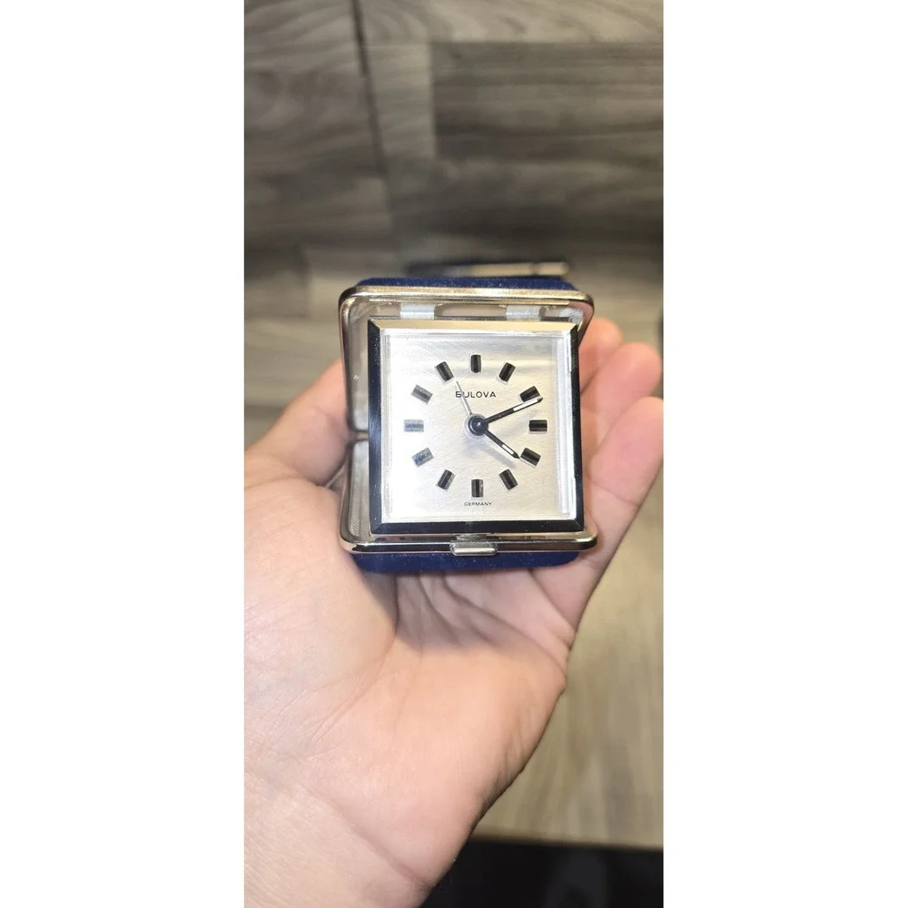 RARE VINTAGE BULOVA GERMANY WIND UP MECHANICAL ALARM CLOCK COMPLETE SET (Parts)